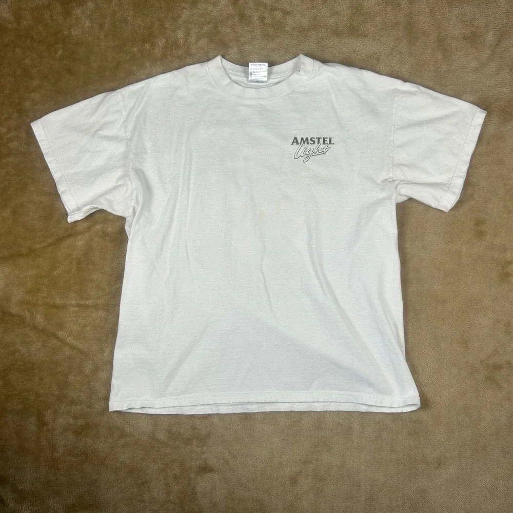 Vintage 2002 Amstel Light Hospitality Expo Holiday Isle T-Shirt Mens Large White